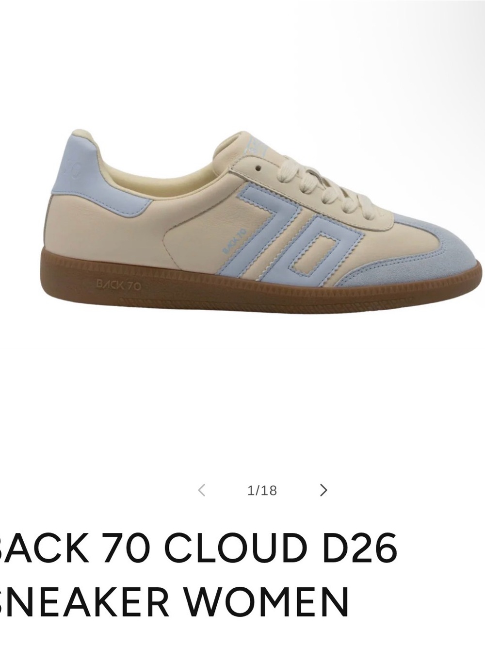 Retro-Inspired Beige & Light Blue Suede Trainer - Picture 4 of 5